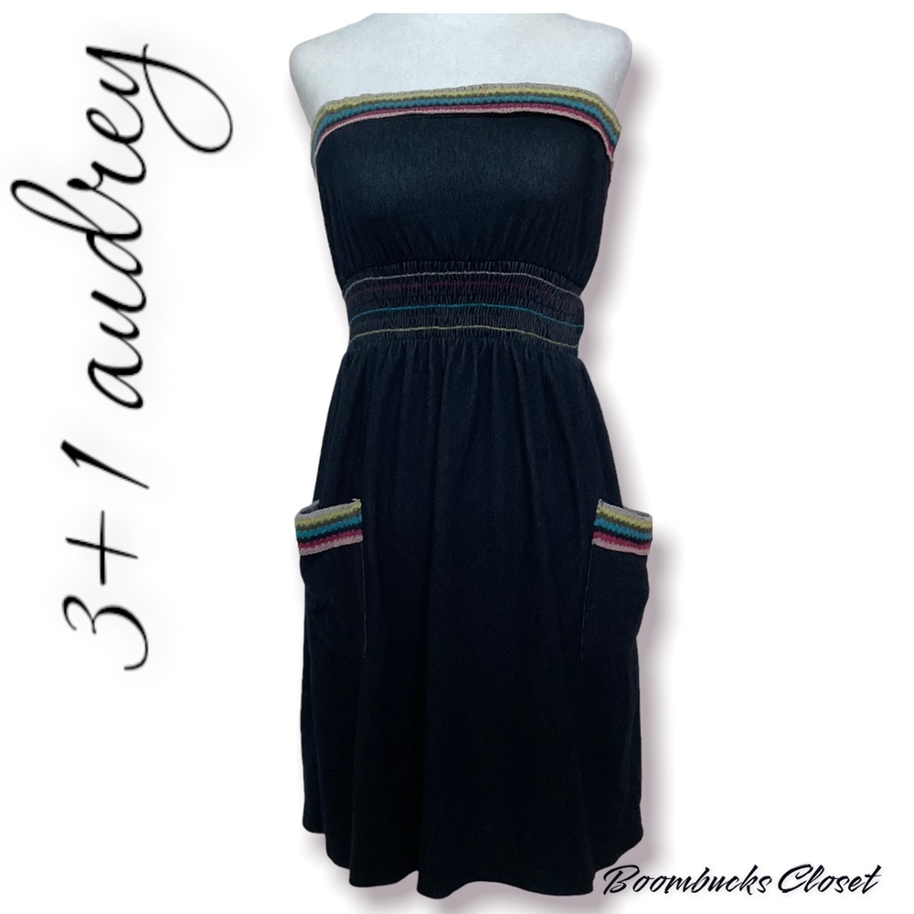 3+1 Audrey Junior’s Strapless Soft Denim Dress Large